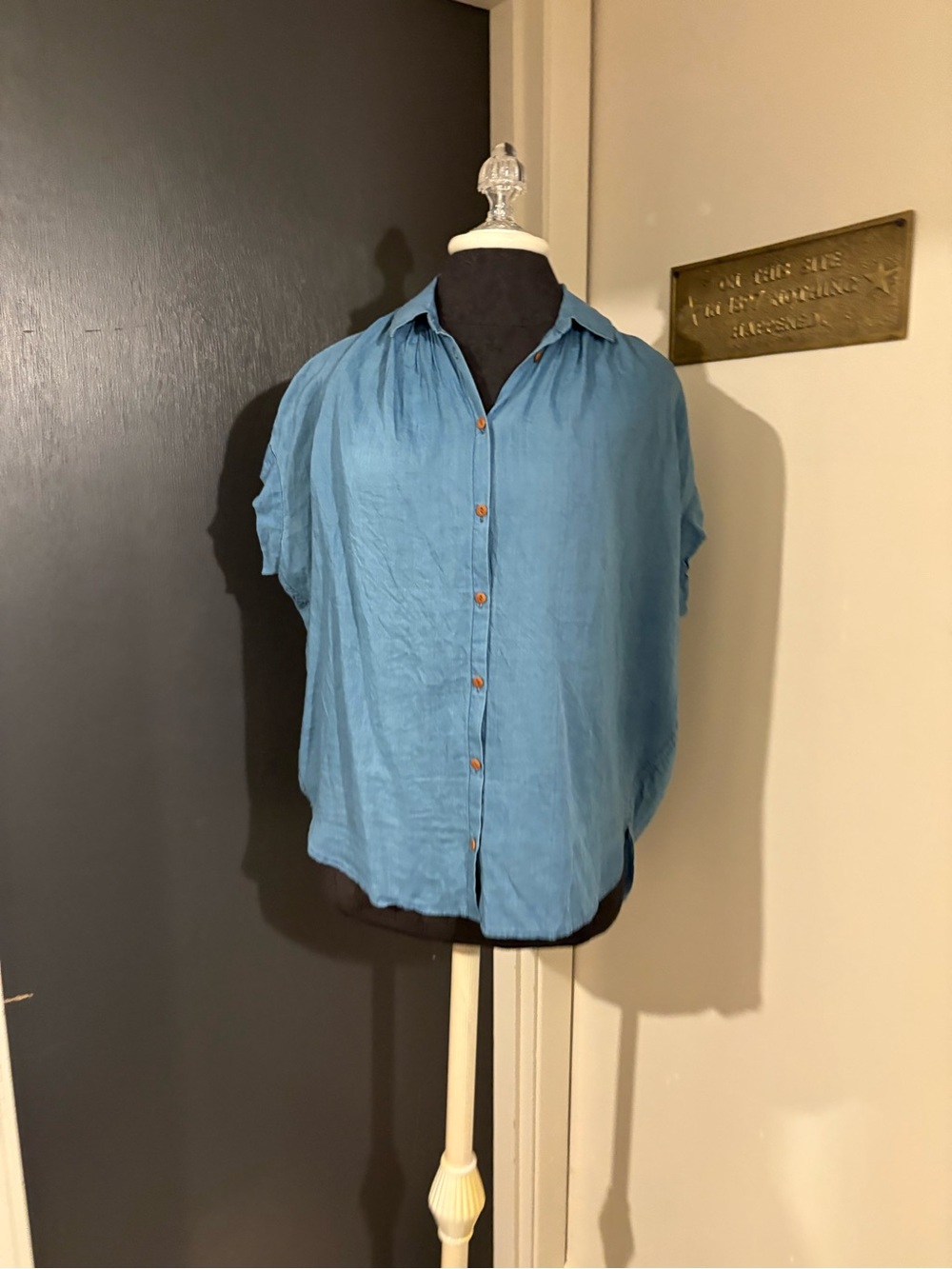 Madewell Lightweight 100% Cotton Button-Up Shirt in Chambray Blue